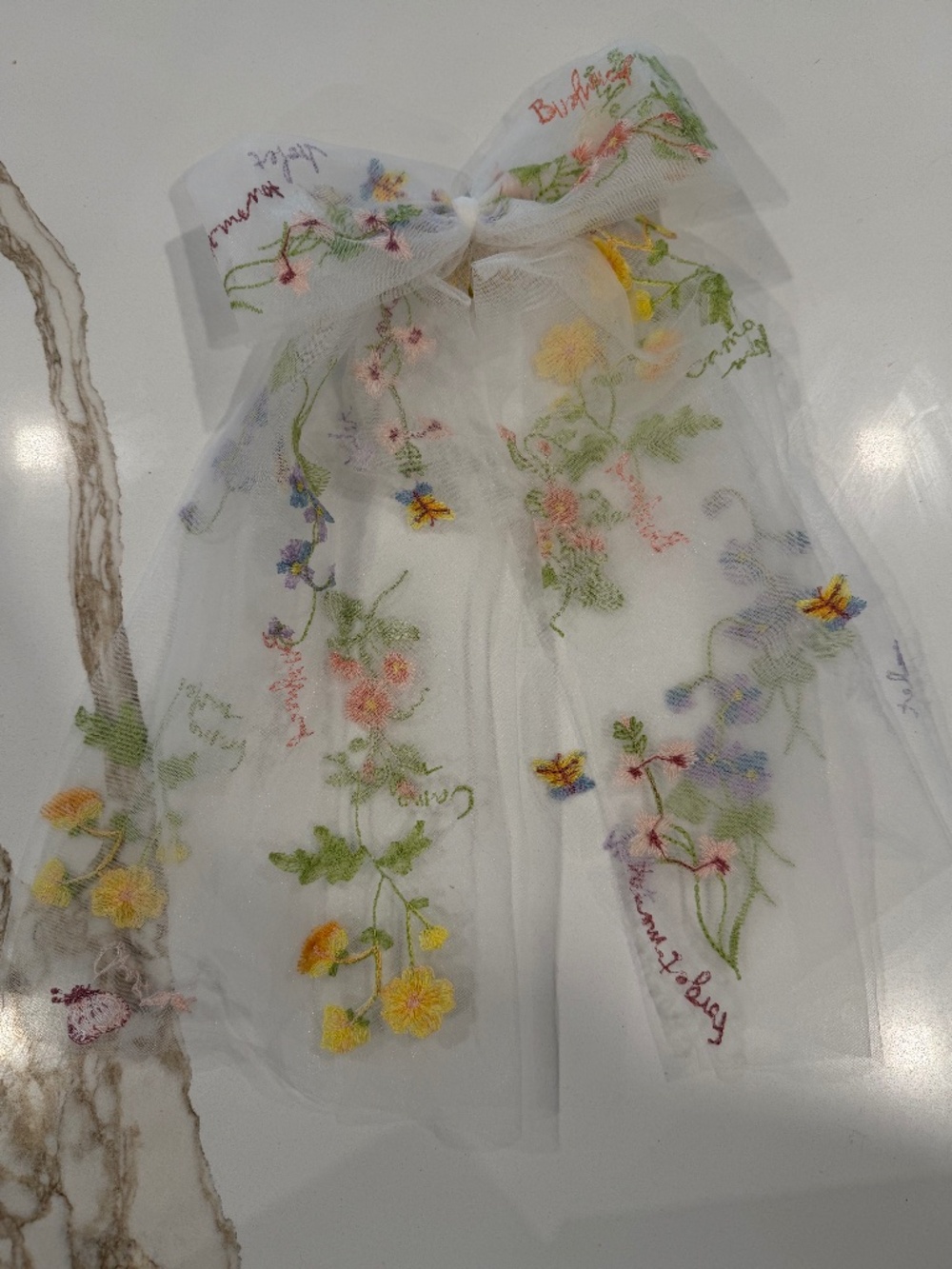 Floral Embroidered Bow